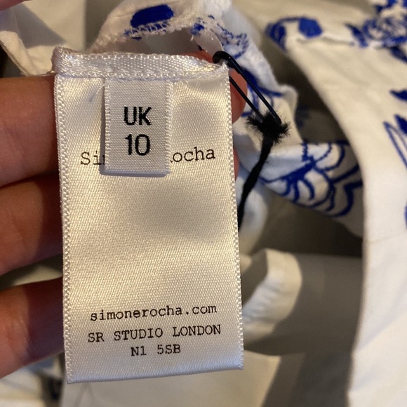 $995 Simone Rocha Belted Embroidered Cotton-blend Straight-leg Pants In White - Picture 7 of 10